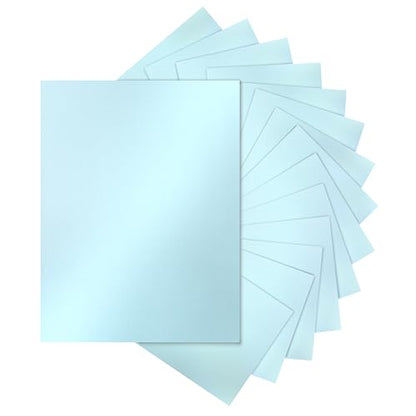Silunkia 120 Sheets Light Blue Shimmer Cardstock 8.5 x 11 Paper 92lb - color: Blue, size: 120 Sheets