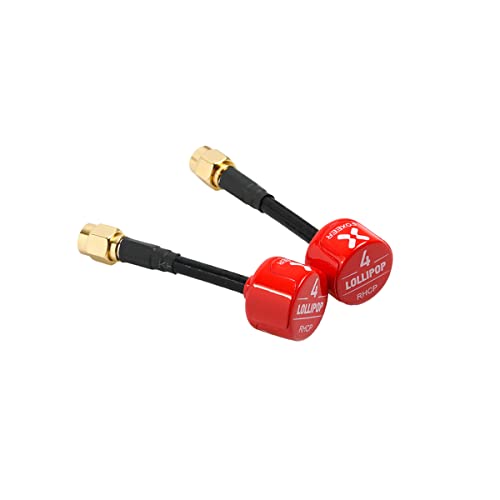 2pcs FOXEER FPV Antenna Lollipop 4 Updated Version 5.8GHz RHCP 2.5Dbi SMA for FPV Racing Drone Fatshark Goggles TX RX - style: Lollipop 4 SMA Red