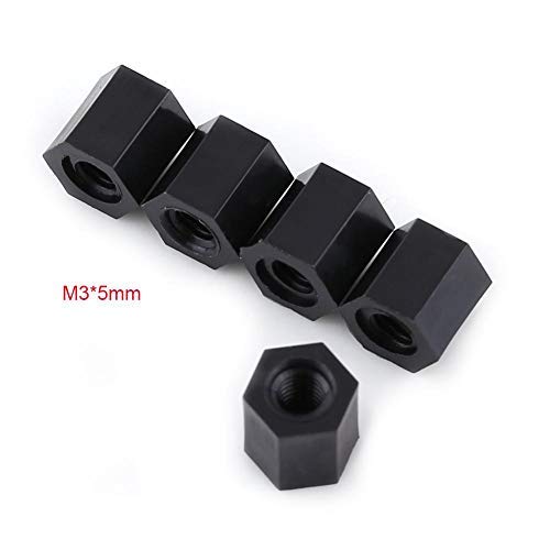 M3 Nylon Hex Standoffs, 5mm Length PA66 Black - size: M3*5