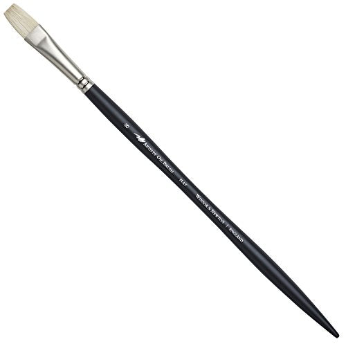 Winsor & Newton Artists' Oil Hog Paint Brush, Long Handle Size 8, Flat - size: #8, style: Flat