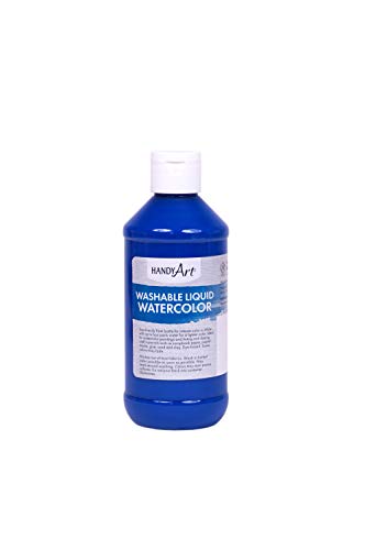 Handy Art Washable Liquid Watercolor Paint, Fluorescent Blue, 8 oz Bottle - color: Fluorescent Blue