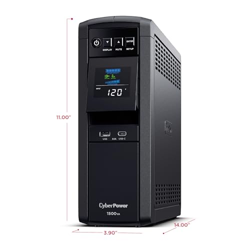 CyberPower CP1500PFCLCD PFC Sinewave UPS Battery Backup and Surge Protector - size: 1500VA, style: Mini-Tower