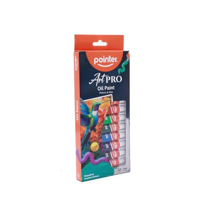 Pointer ArtPRO Oil Paint Set, 12 Colors, 0.4oz Tubes, Smooth Creamy Texture for Canvas and Fine Art