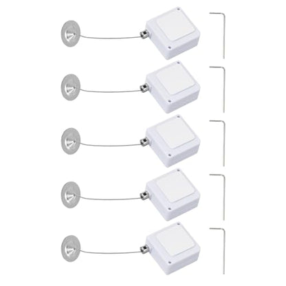 PATIKIL Retractable Remote Control Cable Tether (3.3ft / 1M, White)(5 Set) Square Remote Control Security Lanyard Lock Adjustable Locking Leash with Round Iron Cap, Suit for - TVs/Tablets - color: White