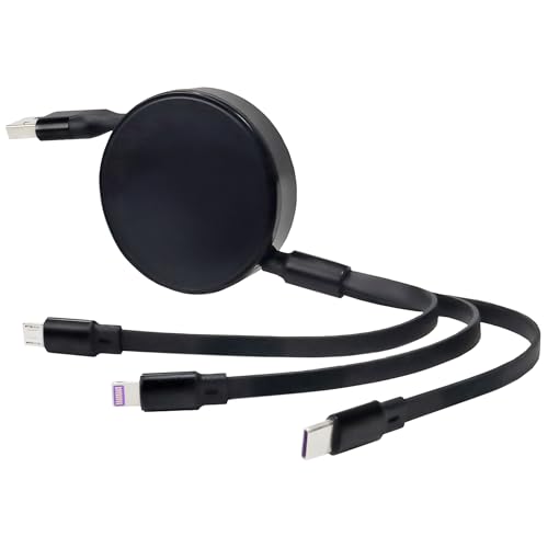 BoxWave Cable Compatible with Fimi Mini 3 Drone with 3 Batteries - AllCharge PD miniSync (100W), Retractable High-Speed Charging Portable USB Cable - Jet Black