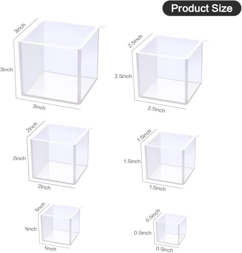 12Pcs Transparent Epoxy Resin Molds Silicone Set, Clear Silicone Molds for Epoxy Resin Include Seamless Sphere Resin Molds,Deep Cube,Molds for Resin Casting
