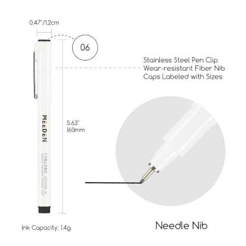 MEEDEN Micro Fineliner Drawing Pens: 0.6mm Needle Nib, 6 Pack, Black Ink - style: 0.6mm Needle Nib