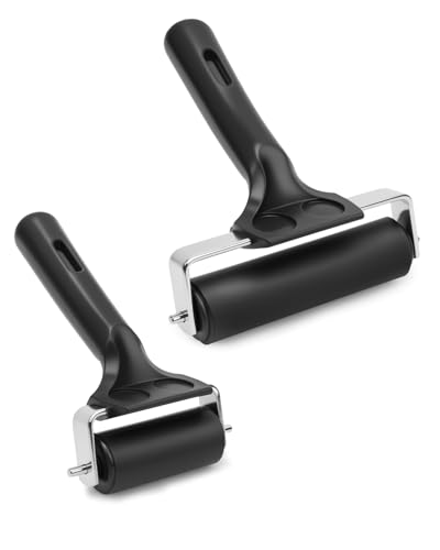 UCEC 2 Pack Brayer Roller for Printmaking, Rubber Roller for Ink 2.4&4 Inch - color: 2.4+4 Inch-Black