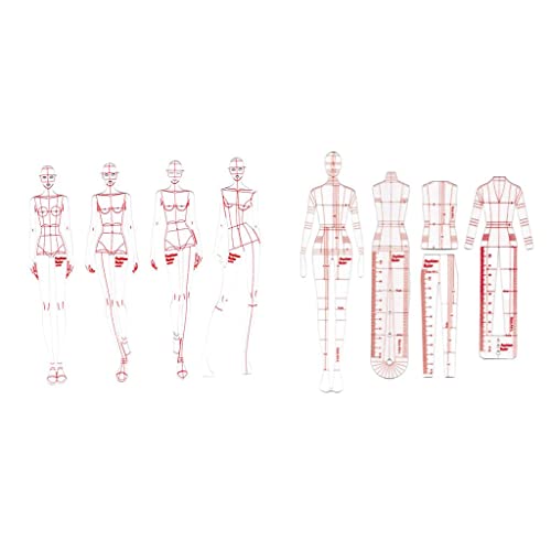 DYNWAVE 8 Pcs French Curve Template Ruler Set,Sewing Humanoid Patterns Design for Dressmaking, Tailoring, Fashion Designing