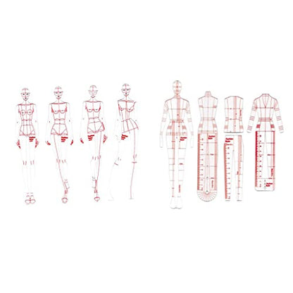 DYNWAVE 8 Pcs French Curve Template Ruler Set,Sewing Humanoid Patterns Design for Dressmaking, Tailoring, Fashion Designing