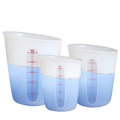 Food-Grade Silicone Measuring Cups Flexible for Chocolate Melting ML/OZ/Cup - color: 3 PCS