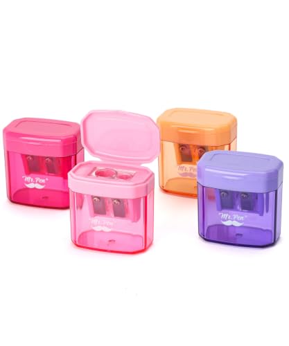 Mr. Pen- Manual Pencil Sharpener, 4 Pack, Colorful, Dual Holes - color: Candy Bloom, size: 4 Pack