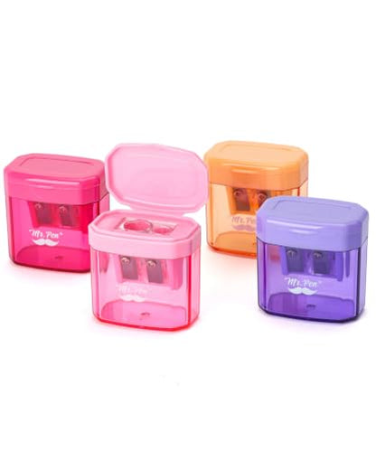 Mr. Pen- Manual Pencil Sharpener, 4 Pack, Colorful, Dual Holes - color: Candy Bloom, size: 4 Pack