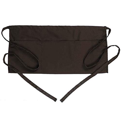 BOHARERS Waist Apron with 3 Pockets - Brown Waitress Waiter Server Short Apron（brown） - color: 1 Pack Brown
