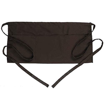 BOHARERS Waist Apron with 3 Pockets - Brown Waitress Waiter Server Short Apron（brown） - color: 1 Pack Brown