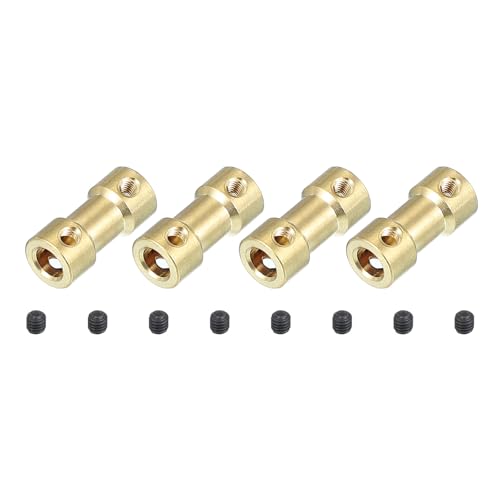 PATIKIL Shaft Coupling Joint 2mm to 5mm, 4 Pcs Brass Motor Shaft Coupler Extension Connector Rigid Sleeve Adapter Transmission Joint with M3 Screws for RC Car Airplane Tires Motor Robot - size: 2mm-5mm