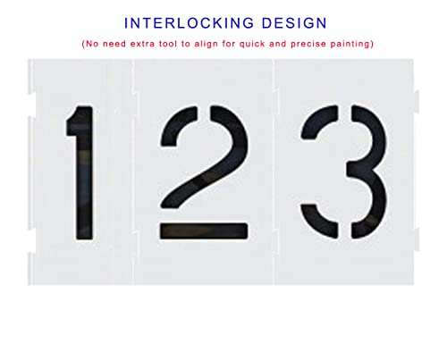 Deezio Pavement Stencils - 6 Inch Numbers Interlocking Stencil Set, Curb and Median Templates, Pro-Grade Material Thicknesses - size: 6 inch