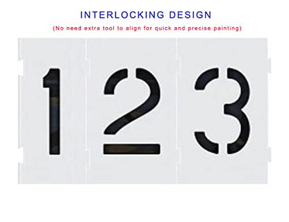 Deezio Pavement Stencils - 6 Inch Numbers Interlocking Stencil Set, Curb and Median Templates, Pro-Grade Material Thicknesses - size: 6 inch