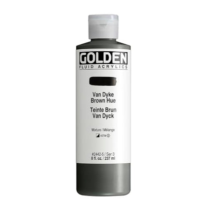 GOLDEN Fluid Acrylics, Van Dyke Brown Hue, 8 fl. oz. Bottle