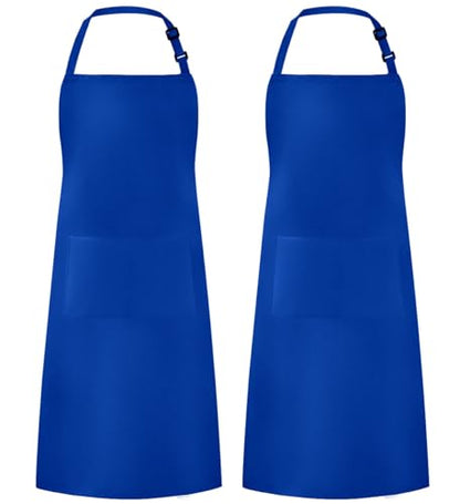 Syntus Apron for Men Women, Adjustable Cooking Kitchen Apron with 2 Pockets - color: Blue, style: 2 Polyester