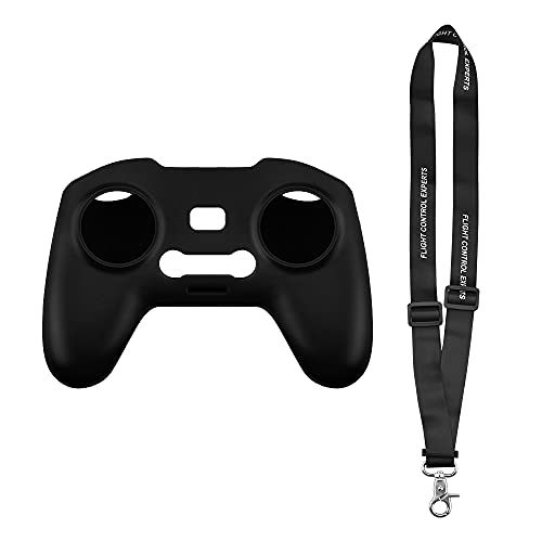 BTG Silicone Sleeve Protective Cover & Lanyard Neck Strap for DJI Avata/Avata 2 / FPV Combo Remote Controller 3 2 Accessories (Black)