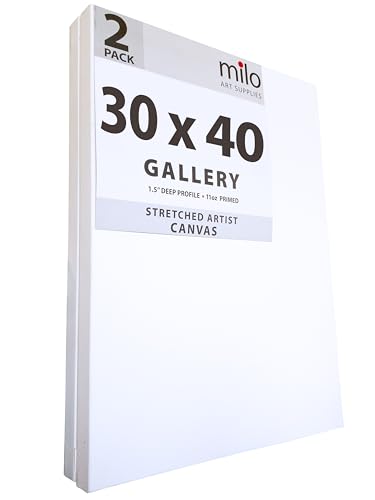 milo Stretched Artist Canvas, 30x40 inch, 2 Pack, 1.5” inch Profile - size: 30" x 40" Pack of 2