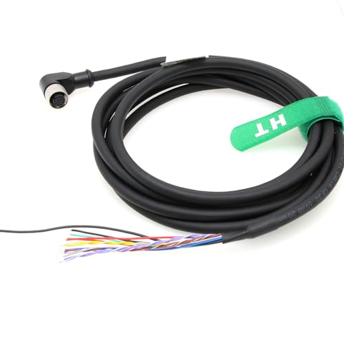 Power IO Cable M12 A-Coded 12 Pin Female Right Angle to Flying Lead for Cognex Data Man 260 280 300 360 380 370 470 580 in Sight 7000 2800 9000 3800 Sensor Reader 8m - color: Right-angle, size: 8m