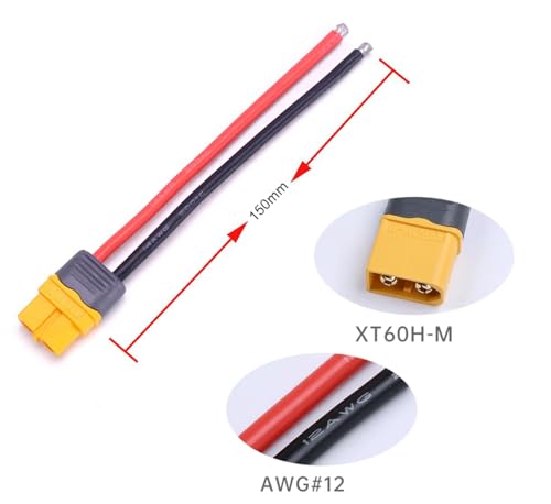 4 Pairs 150mm 12AWG Wire XT60H Plug Male and Female Connector for RC