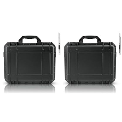 NineLeaf Waterproof Hard Case with DIY Customizable Foam Insert, Portable Protective Storage Case with Knife for Camera, Drones Carry Case, 14.3 × 11.4 × 4.5 in, Black,2PK