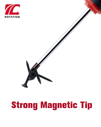 ROTATION 8pc Magnetic Screwdrivers Set, 4 Phillips and 4 Slotted Tips - color: 4pc Phillips+4pc Flat