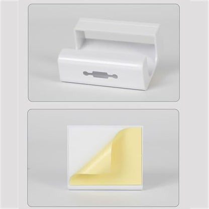 Wall Mounted No Punching Required Universal Adhesive Remote Control Holder Storage Box Rack Shelf Mobile Phone Plug Case(White) - color: White
