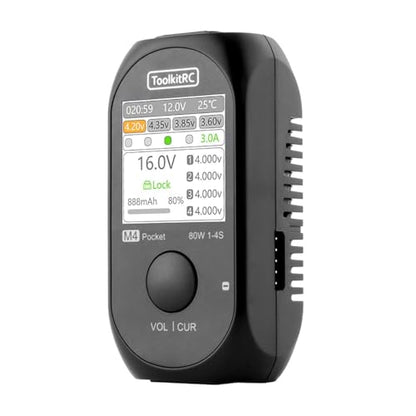 ToolkitRC M4 Pocket 80W 5A 1-4S Compact Balance Charger w/ Built-in USB-C Input/Output