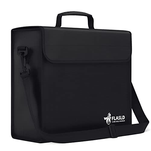 FLASLD Fireproof Document Bags, 15x12x5” Large Fireproof & Water Resistant Bag, Holder Home Office Portable Filing Storage for Valuables, Fireproof Folder FireSafe Box for Cash, Passport - color: Document Bag-15x12x5”