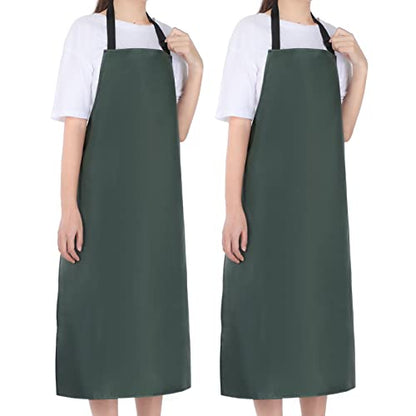 Waterproof Rubber Apron Adjustable Dishwasher Apron - Heavy Duty Work Apron - color: Green, size: 2 Pack