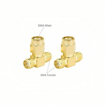 SMA-KJK Adapter Male to Dual Female Connector Splitter 2 Pack Antenna Adapter Converter