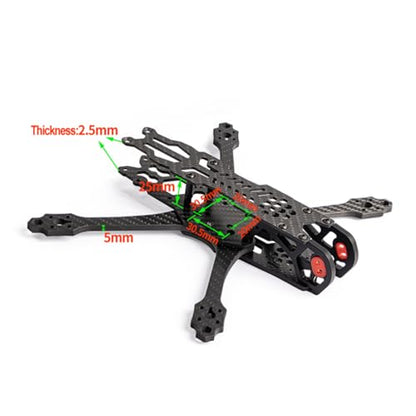 JeeFly 225mm FPV Drone Frame Carbon Fiber 5 inch Quadcopter Freestyle Frame Kit Lightweight X-Class Racing Chassis with Battery Strap (Drone Frame Only) - size: Drone Frame Only