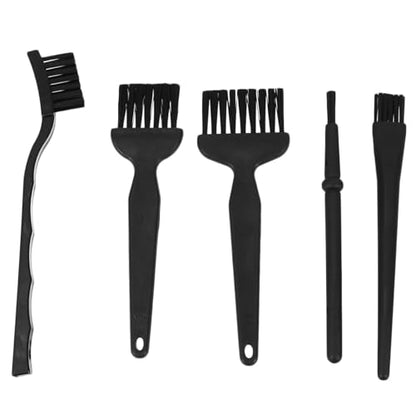 5pcs Anti-Static Computer Cleaning Brush Set for Mobile Phone Tablet Keyboard PCB Repair, ESD Safe Detail Dust Removal Brushes Black Handles for Electronics Maintenance
