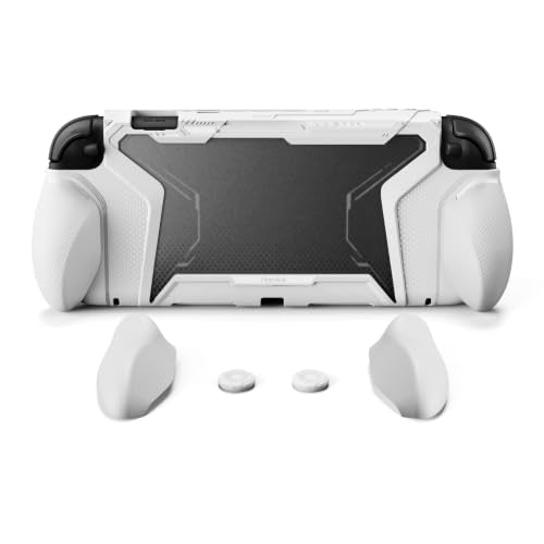 playvital for Switch 2 Beyond-Grip Dockable Case, Interchangeable FPS/Omni Ergonomic Grips + Military-Grade Drop Protective Cover + 2 Joystick Caps for Nintendo Switch 2 (White) - color: White