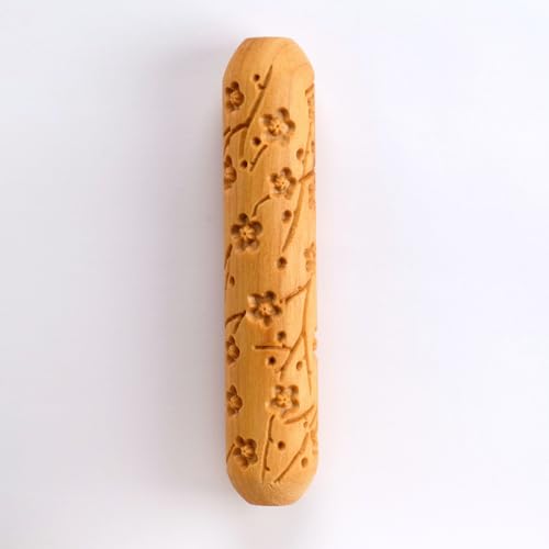 MKM Pottery Tools Wood Big Hand Rollers for Clay (BHR-159 Plum Blossoms) - color: BHR-159 Plum Blossoms