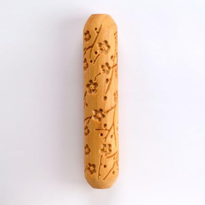 MKM Pottery Tools Wood Big Hand Rollers for Clay (BHR-159 Plum Blossoms) - color: BHR-159 Plum Blossoms