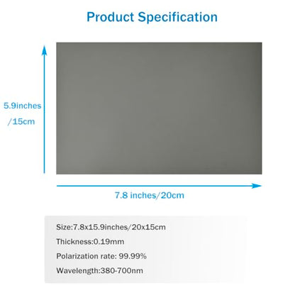 Polarized Film Sheets 3 PCS 7.8x5.9in/ 20x15cm Polarizer Linear Polarizing Filter Non-Adhesive for Educational Physics Photography Lighting
