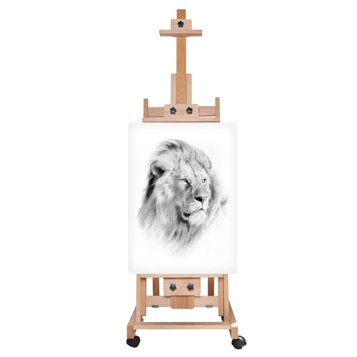 56 to 91" Adjustable Large Movable Artist Studio Easel Wooden Art Stand H-Frame