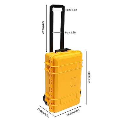 Portable Protective Camera Case, 22" Protective Roller Hard Camera Case with Wheels and Foams Camera Suitcase Waterproof Rolling Hard Case for Camera,Tools,Lens,Drone,Equipment (Yellow) - color: Yellow