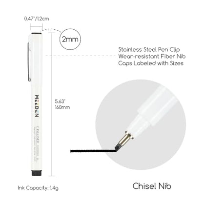 MEEDEN Micro Fineliner Drawing Pens: 2mm Chisel Nib, 6 Pack, Black Ink - style: 2mm Chisel Nib