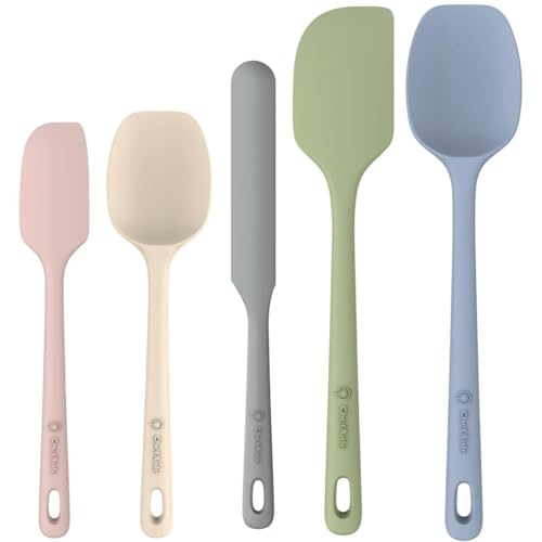 ChefAide 5 Pieces Silicone Spatulas Set, Heat Resistant Rubber Spatula - color: Candy, size: 5 pieces
