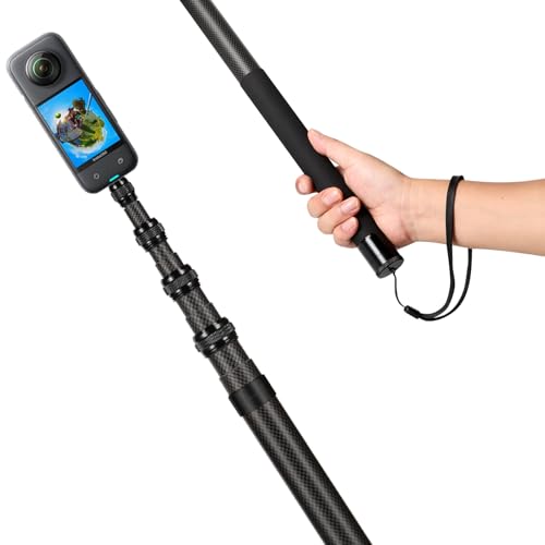 3m Invisible Carbon Fiber Selfie Stick for Insta360 X5/X4(Black) - color: Black
