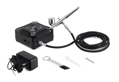 Powerful 40PSI Adjustable Output Airbrush Kit,Auto Stop Dual Action Airbrush,Multi-Function Air Brush Compressor Set for Painting Nails Makeup DIY