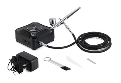 Powerful 40PSI Adjustable Output Airbrush Kit,Auto Stop Dual Action Airbrush,Multi-Function Air Brush Compressor Set for Painting Nails Makeup DIY