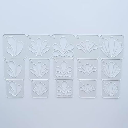Mandala Stencils Set, 15 Piece Clear Acrylic Drawing Templates with Ring for Art, Painting, Dot Art