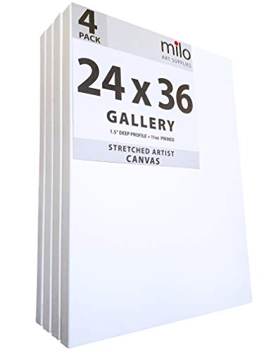 milo Stretched Artist Canvas, 24x36 inch, 4 Pack, 1.5” inch Profile - size: 24" x 36" Pack of 4